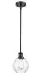 516-1S-BK-G362 Stem Hung 6" Matte Black Mini Pendant - Clear Small Waverly Glass - LED Bulb - Dimmensions: 6 x 6 x 9<br>Minimum Height : 17.75<br>Maximum Height : 41.75 - Sloped Ceiling Compatible: Yes