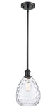 516-1S-BK-G372 Stem Hung 8" Matte Black Mini Pendant - Clear Large Waverly Glass - LED Bulb - Dimmensions: 8 x 8 x 12<br>Minimum Height : 20.75<br>Maximum Height : 44.75 - Sloped Ceiling Compatible: Yes
