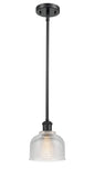 516-1S-BK-G412 Stem Hung 5.5" Matte Black Mini Pendant - Clear Dayton Glass - LED Bulb - Dimmensions: 5.5 x 5.5 x 8.5<br>Minimum Height : 17.75<br>Maximum Height : 41.75 - Sloped Ceiling Compatible: Yes