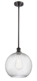 516-1S-OB-G1214-12 Stem Hung 12" Oil Rubbed Bronze Mini Pendant - Clear Athens Twisted Swirl 12" Glass - LED Bulb - Dimmensions: 12 x 12 x 15<br>Minimum Height : 22.75<br>Maximum Height : 44.75 - Sloped Ceiling Compatible: Yes