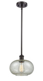 516-1S-OB-G249 Stem Hung 9.5" Oil Rubbed Bronze Mini Pendant - Mica Gorham Glass - LED Bulb - Dimmensions: 9.5 x 9.5 x 11<br>Minimum Height : 18.75<br>Maximum Height : 42.75 - Sloped Ceiling Compatible: Yes