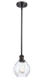 516-1S-OB-G362 Stem Hung 6" Oil Rubbed Bronze Mini Pendant - Clear Small Waverly Glass - LED Bulb - Dimmensions: 6 x 6 x 9<br>Minimum Height : 17.75<br>Maximum Height : 41.75 - Sloped Ceiling Compatible: Yes