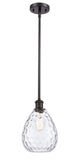 516-1S-OB-G372 Stem Hung 8" Oil Rubbed Bronze Mini Pendant - Clear Large Waverly Glass - LED Bulb - Dimmensions: 8 x 8 x 12<br>Minimum Height : 20.75<br>Maximum Height : 44.75 - Sloped Ceiling Compatible: Yes