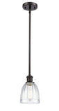 516-1S-OB-G442 Stem Hung 5.75" Oil Rubbed Bronze Mini Pendant - Clear Brookfield Glass - LED Bulb - Dimmensions: 5.75 x 5.75 x 8<br>Minimum Height : 17.75<br>Maximum Height : 41.75 - Sloped Ceiling Compatible: Yes