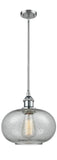 516-1S-PC-G247 Stem Hung 9.5" Polished Chrome Mini Pendant - Charcoal Gorham Glass - LED Bulb - Dimmensions: 9.5 x 9.5 x 11<br>Minimum Height : 18.75<br>Maximum Height : 42.75 - Sloped Ceiling Compatible: Yes