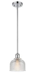 516-1S-PC-G412 Stem Hung 5.5" Polished Chrome Mini Pendant - Clear Dayton Glass - LED Bulb - Dimmensions: 5.5 x 5.5 x 8.5<br>Minimum Height : 17.75<br>Maximum Height : 41.75 - Sloped Ceiling Compatible: Yes