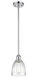 516-1S-PC-G442 Stem Hung 5.75" Polished Chrome Mini Pendant - Clear Brookfield Glass - LED Bulb - Dimmensions: 5.75 x 5.75 x 8<br>Minimum Height : 17.75<br>Maximum Height : 41.75 - Sloped Ceiling Compatible: Yes