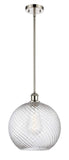 516-1S-PN-G1214-12 Stem Hung 12" Polished Nickel Mini Pendant - Clear Athens Twisted Swirl 12" Glass - LED Bulb - Dimmensions: 12 x 12 x 15<br>Minimum Height : 22.75<br>Maximum Height : 44.75 - Sloped Ceiling Compatible: Yes