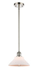 516-1S-PN-G131 Stem Hung 8.375" Polished Nickel Mini Pendant - Matte White Orwell Glass - LED Bulb - Dimmensions: 8.375 x 8.375 x 8<br>Minimum Height : 15.75<br>Maximum Height : 39.75 - Sloped Ceiling Compatible: Yes