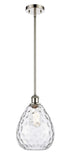 516-1S-PN-G372 Stem Hung 8" Polished Nickel Mini Pendant - Clear Large Waverly Glass - LED Bulb - Dimmensions: 8 x 8 x 12<br>Minimum Height : 20.75<br>Maximum Height : 44.75 - Sloped Ceiling Compatible: Yes