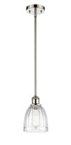 516-1S-PN-G442 Stem Hung 5.75" Polished Nickel Mini Pendant - Clear Brookfield Glass - LED Bulb - Dimmensions: 5.75 x 5.75 x 8<br>Minimum Height : 17.75<br>Maximum Height : 41.75 - Sloped Ceiling Compatible: Yes