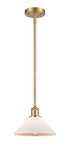 Stem Hung 8.375" Satin Gold Mini Pendant - Matte White Orwell Glass - LED Bulb Included