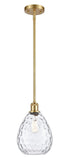 Stem Hung 8" Satin Gold Mini Pendant - Clear Large Waverly Glass - LED Bulb Included