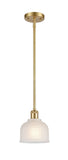 Stem Hung 5.5" Satin Gold Mini Pendant - White Dayton Glass - LED Bulb Included