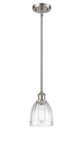 516-1S-SN-G442 Stem Hung 5.75" Brushed Satin Nickel Mini Pendant - Clear Brookfield Glass - LED Bulb - Dimmensions: 5.75 x 5.75 x 8<br>Minimum Height : 17.75<br>Maximum Height : 41.75 - Sloped Ceiling Compatible: Yes