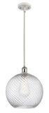 516-1S-WPC-G1214-12 Stem Hung 12" White and Polished Chrome Mini Pendant - Clear Athens Twisted Swirl 12" Glass - LED Bulb - Dimmensions: 12 x 12 x 15<br>Minimum Height : 22.75<br>Maximum Height : 44.75 - Sloped Ceiling Compatible: Yes