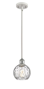 Stem Hung 6" White and Polished Chrome Mini Pendant - Clear Athens Water Glass 6" Glass LED