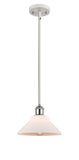516-1S-WPC-G131 Stem Hung 8.375" White and Polished Chrome Mini Pendant - Matte White Orwell Glass - LED Bulb - Dimmensions: 8.375 x 8.375 x 8<br>Minimum Height : 15.75<br>Maximum Height : 39.75 - Sloped Ceiling Compatible: Yes