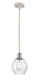 516-1S-WPC-G362 Stem Hung 6" White and Polished Chrome Mini Pendant - Clear Small Waverly Glass - LED Bulb - Dimmensions: 6 x 6 x 9<br>Minimum Height : 17.75<br>Maximum Height : 41.75 - Sloped Ceiling Compatible: Yes