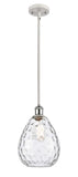 516-1S-WPC-G372 Stem Hung 8" White and Polished Chrome Mini Pendant - Clear Large Waverly Glass - LED Bulb - Dimmensions: 8 x 8 x 12<br>Minimum Height : 20.75<br>Maximum Height : 44.75 - Sloped Ceiling Compatible: Yes