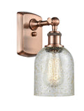 516-1W-AC-G259 1-Light 5" Antique Copper Sconce - Mica Caledonia Glass - LED Bulb - Dimmensions: 5 x 6.5 x 12 - Glass Up or Down: Yes