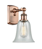 516-1W-AC-G2812 1-Light 6.25" Antique Copper Sconce - Fishnet Hanover Glass - LED Bulb - Dimmensions: 6.25 x 7.5 x 13 - Glass Up or Down: Yes
