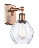 516-1W-AC-G362 1-Light 6" Antique Copper Sconce - Clear Small Waverly Glass - LED Bulb - Dimmensions: 6 x 7.5 x 11 - Glass Up or Down: Yes