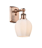 516-1W-AC-G461-6 1-Light 5.75" Antique Copper Sconce - Cased Matte White Norfolk Glass - LED Bulb - Dimmensions: 5.75 x 7 x 10 - Glass Up or Down: Yes