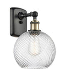 516-1W-BAB-G1214-8 1-Light 8" Black Antique Brass Sconce - Clear Athens Twisted Swirl 8" Glass - LED Bulb - Dimmensions: 8 x 9 x 13 - Glass Up or Down: Yes