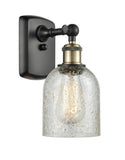 516-1W-BAB-G259 1-Light 5" Black Antique Brass Sconce - Mica Caledonia Glass - LED Bulb - Dimmensions: 5 x 6.5 x 12 - Glass Up or Down: Yes