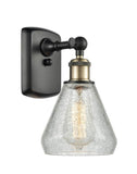 516-1W-BAB-G275 1-Light 6" Black Antique Brass Sconce - Clear Crackle Conesus Glass - LED Bulb - Dimmensions: 6 x 7 x 12 - Glass Up or Down: Yes