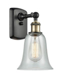 516-1W-BAB-G2812 1-Light 6.25" Black Antique Brass Sconce - Fishnet Hanover Glass - LED Bulb - Dimmensions: 6.25 x 7.5 x 13 - Glass Up or Down: Yes