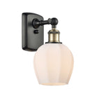 516-1W-BAB-G461-6 1-Light 5.75" Black Antique Brass Sconce - Cased Matte White Norfolk Glass - LED Bulb - Dimmensions: 5.75 x 7 x 10 - Glass Up or Down: Yes