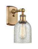 516-1W-BB-G259 1-Light 5" Brushed Brass Sconce - Mica Caledonia Glass - LED Bulb - Dimmensions: 5 x 6.5 x 12 - Glass Up or Down: Yes