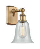 516-1W-BB-G2812 1-Light 6.25" Brushed Brass Sconce - Fishnet Hanover Glass - LED Bulb - Dimmensions: 6.25 x 7.5 x 13 - Glass Up or Down: Yes