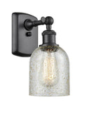 516-1W-BK-G259 1-Light 5" Matte Black Sconce - Mica Caledonia Glass - LED Bulb - Dimmensions: 5 x 6.5 x 12 - Glass Up or Down: Yes