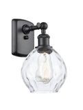 516-1W-BK-G362 1-Light 6" Matte Black Sconce - Clear Small Waverly Glass - LED Bulb - Dimmensions: 6 x 7.5 x 11 - Glass Up or Down: Yes