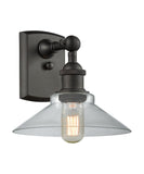 516-1W-OB-G132 1-Light 8.375" Oil Rubbed Bronze Sconce - Clear Orwell Glass - LED Bulb - Dimmensions: 8.375 x 10 x 10 - Glass Up or Down: Yes