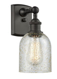 516-1W-OB-G259 1-Light 5" Oil Rubbed Bronze Sconce - Mica Caledonia Glass - LED Bulb - Dimmensions: 5 x 6.5 x 12 - Glass Up or Down: Yes