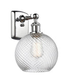 516-1W-PC-G1214-8 1-Light 8" Polished Chrome Sconce - Clear Athens Twisted Swirl 8" Glass - LED Bulb - Dimmensions: 8 x 9 x 13 - Glass Up or Down: Yes