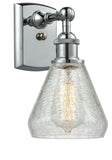 516-1W-PC-G275 1-Light 6" Polished Chrome Sconce - Clear Crackle Conesus Glass - LED Bulb - Dimmensions: 6 x 7 x 12 - Glass Up or Down: Yes