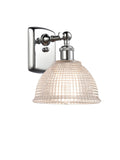 516-1W-PC-G422 1-Light 8" Polished Chrome Sconce - Clear Arietta Glass - LED Bulb - Dimmensions: 8 x 9.5 x 10 - Glass Up or Down: Yes