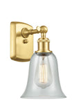 516-1W-SG-G2812 1-Light 6.25" Satin Gold Sconce - Fishnet Hanover Glass - LED Bulb - Dimmensions: 6.25 x 7.5 x 13 - Glass Up or Down: Yes