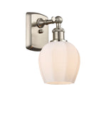 516-1W-SN-G461-6 1-Light 5.75" Brushed Satin Nickel Sconce - Cased Matte White Norfolk Glass - LED Bulb - Dimmensions: 5.75 x 7 x 10 - Glass Up or Down: Yes