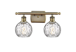 516-2W-AB-G1215-6 2-Light 16" Antique Brass Bath Vanity Light - Clear Athens Water Glass 6" Glass - LED Bulb - Dimmensions: 16 x 8 x 11 - Glass Up or Down: Yes