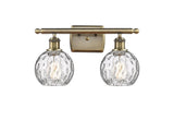 516-2W-AB-G1215-6 2-Light 16" Antique Brass Bath Vanity Light - Clear Athens Water Glass 6" Glass - LED Bulb - Dimmensions: 16 x 8 x 11 - Glass Up or Down: Yes