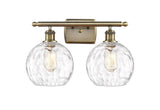 516-2W-AB-G1215-8 2-Light 18" Antique Brass Bath Vanity Light - Clear Athens Water Glass 8" Glass - LED Bulb - Dimmensions: 18 x 8 x 13 - Glass Up or Down: Yes