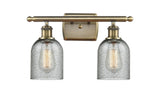 2-Light 16" Antique Brass Bath Vanity Light - Charcoal Caledonia Glass LED