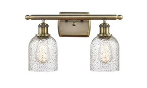 2-Light 16" Antique Brass Bath Vanity Light - Mica Caledonia Glass LED