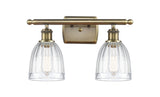 2-Light 16" Antique Brass Bath Vanity Light - Clear Brookfield Glass LED